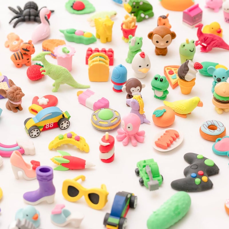 Clock King 90pcs 3D Cute Kids Erasers, Random Desktop Pet Toys Gifts, Classroom Rewards Kids Party Gifts, Various Styles Such as Animals, Food, Plants, Space, Princess, Sports, Halloween, Christmas - Image 4